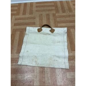 Vintage LL Bean Canvas Log Carrier Leather Handles Firewood Tote Stripe Holder